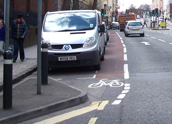The photo for Upper Maudlin Street: Cycle Lane Too Close To Parking.