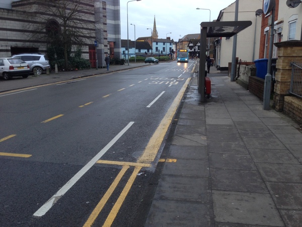 The photo for Woodbridge Road Cycle Lanes and Bus Stops.