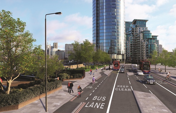 The photo for Nine Elms Lane and Battersea Park Road.